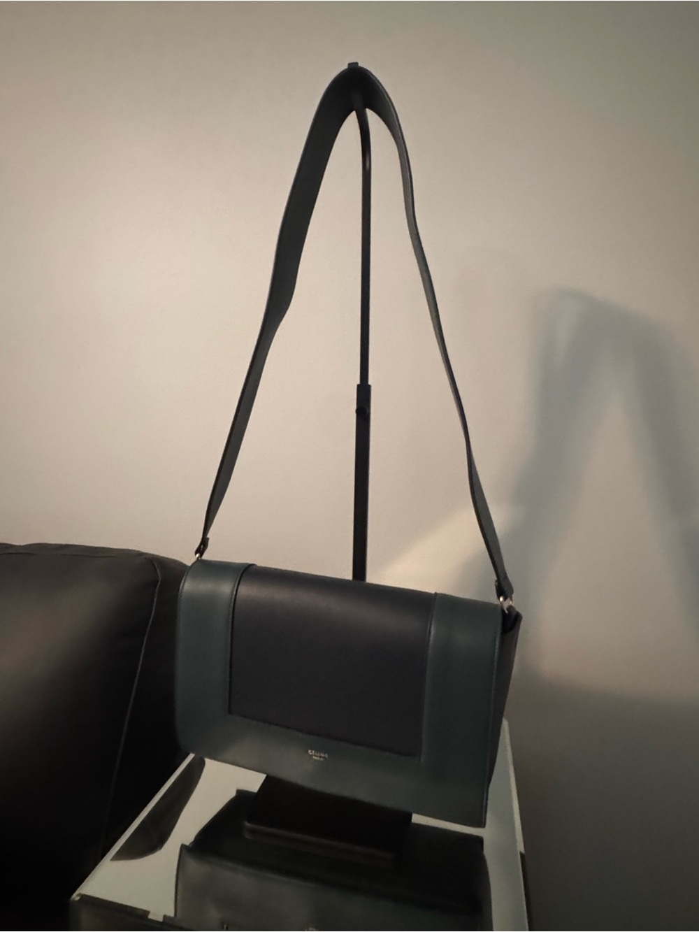 Celine Two-Tone Green and Black Crossbody Bag